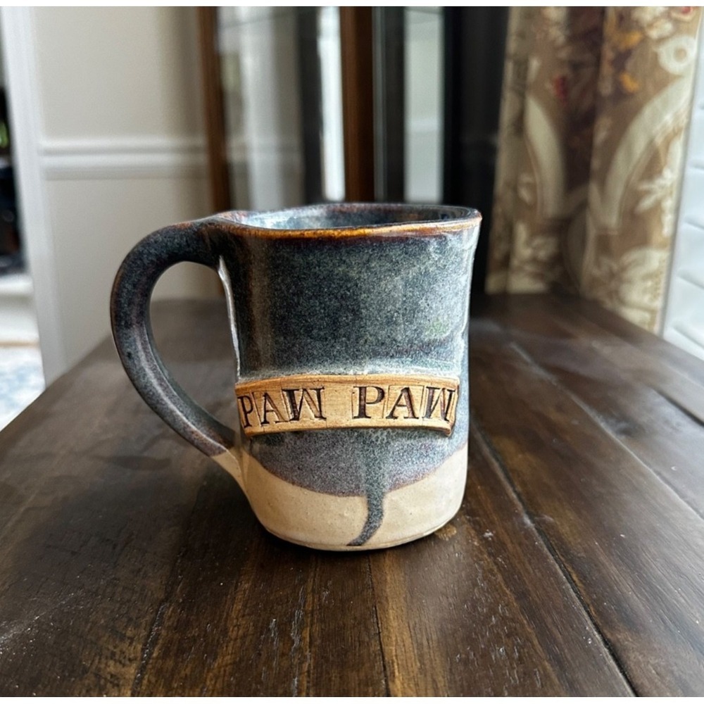 Mimi and Paw Paw handmade pottery clay 14-16 oz coffee mugs - Picture 9 of 10